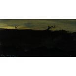 JOHN KNAPP-FISHER mixed media - landscape entitled 'Desolate Ridge', signed & dated 2001, 13 x 25.