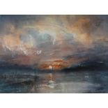 WILLIAM SELWYN watercolour - impressionist view of Caernarfon pier at sunset, titled verso, signed