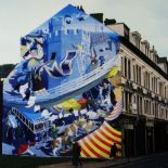 ED POVEY poster - depicting one of the artist's painted murals on a gable-end in the town of