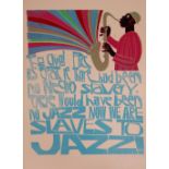 PAUL PETER PIECH limited edition (1/25) linocut - entitled 'Slaves to Jazz' with saxophonist and