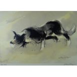 WILLIAM SELWYN limited edition (21/500) colour lithograph - sheep dog at work, signed fully in