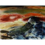 MARY LLOYD JONES watercolour / mixed media - rough seas, entitled 'Garn Goch III', signed in full