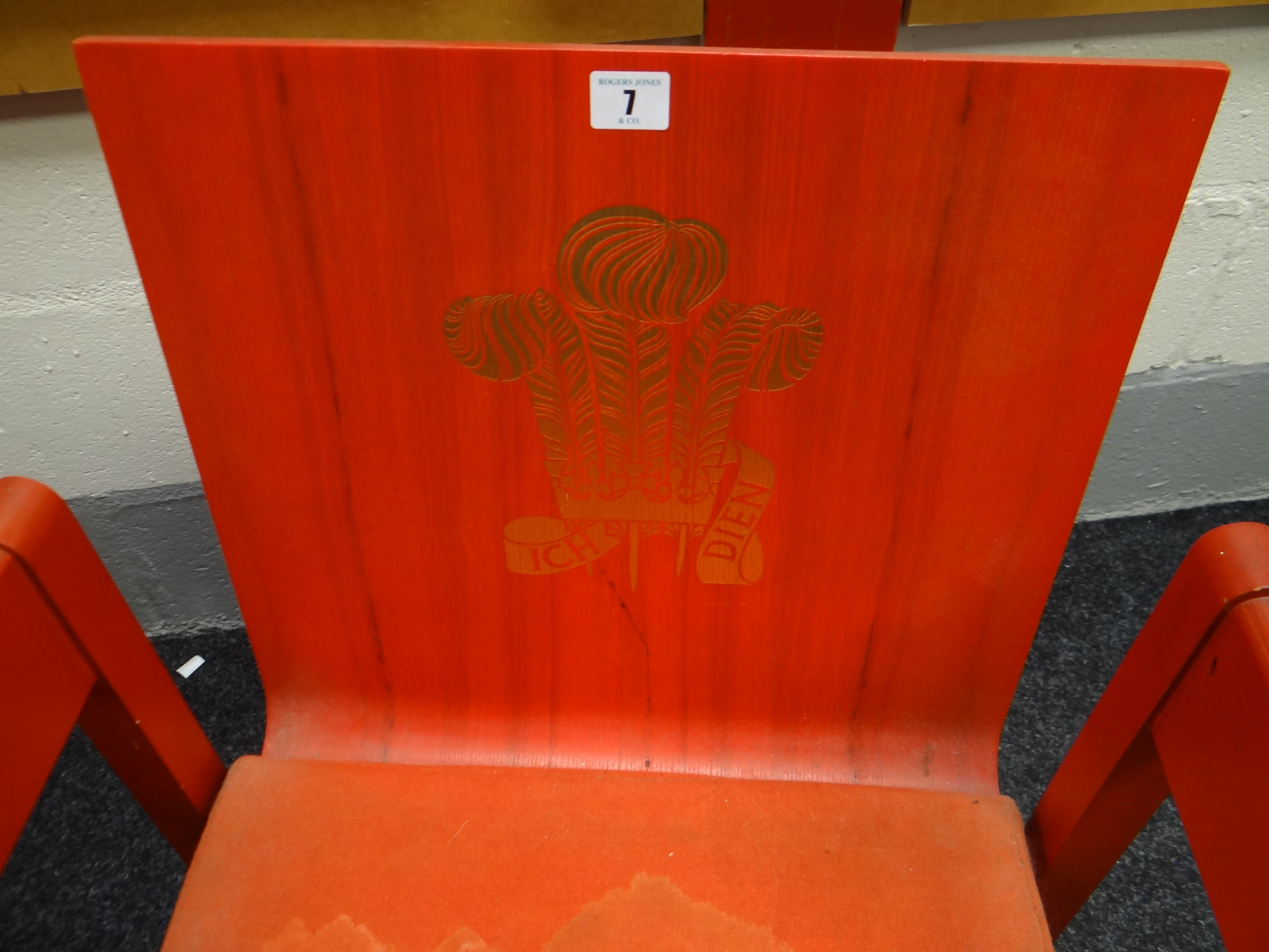 PAIR OF INVESTITURE CHAIRS each with two cushions together with photographs of the investiture, hard - Image 4 of 16