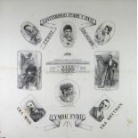 FRAMED VICTORIAN EISTEDDFOD HANDKERCHIEF for 'Cewri Eisteddfod Ffair y Byd, Chicago, 1893' with