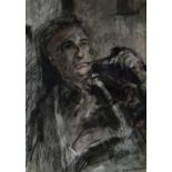 WILLIAM SELWYN watercolour - head and shoulders portrait of a pipe smoking Moss Williams, artist and