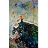 ANNA PRITCHARD watercolour - colourful scene of moored yachts, signed and dated 2007, with