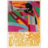 PAUL PETER PIECH limited edition (1/25) linocut - trumpeter with typography 'Painting is jazz on