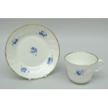 A SWANSEA PORCELAIN CUP & SAUCER with moulded basket-weave border, swirl moulded border, dentil gilt