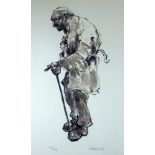 SIR KYFFIN WILLIAMS RA limited edition (200/750) ink wash print - standing elderly figure