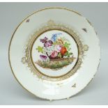 A SWANSEA PORCELAIN PLATE FROM THE BURDETT-COUTTS SERVICE, of circular form with dentil gilt rim,