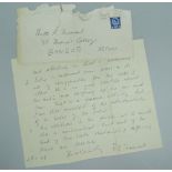 A HANDWRITTEN LETTER BY THE POET R S THOMAS to the vendor in 1968, being a personal letter