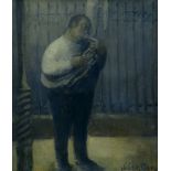 VALERIE GANZ oil on canvas - entitled 'Big Daddy', believed to be a performer at the Brecon Jazz