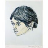 SIR KYFFIN WILLIAMS RA artist proof print - head study of Norma Lopez, signed in full, 28 x 24cms