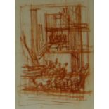 SIR FRANK BRANGWYN red chalk - entitled 'Study for the Coalmine', 11 x 8cms Provenance: purchase