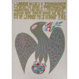 PAUL PETER PIECH limited edition (1/25) linocut - entitled 'Jazz' with bird and typography 'Jazz