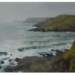 GARETH THOMAS watercolour - Gower coastal scene, signed, 25 x 27cms