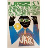 PAUL PETER PIECH limited edition (1/25) linocut - entitled 'Jazz' with typography 'Jazz is a