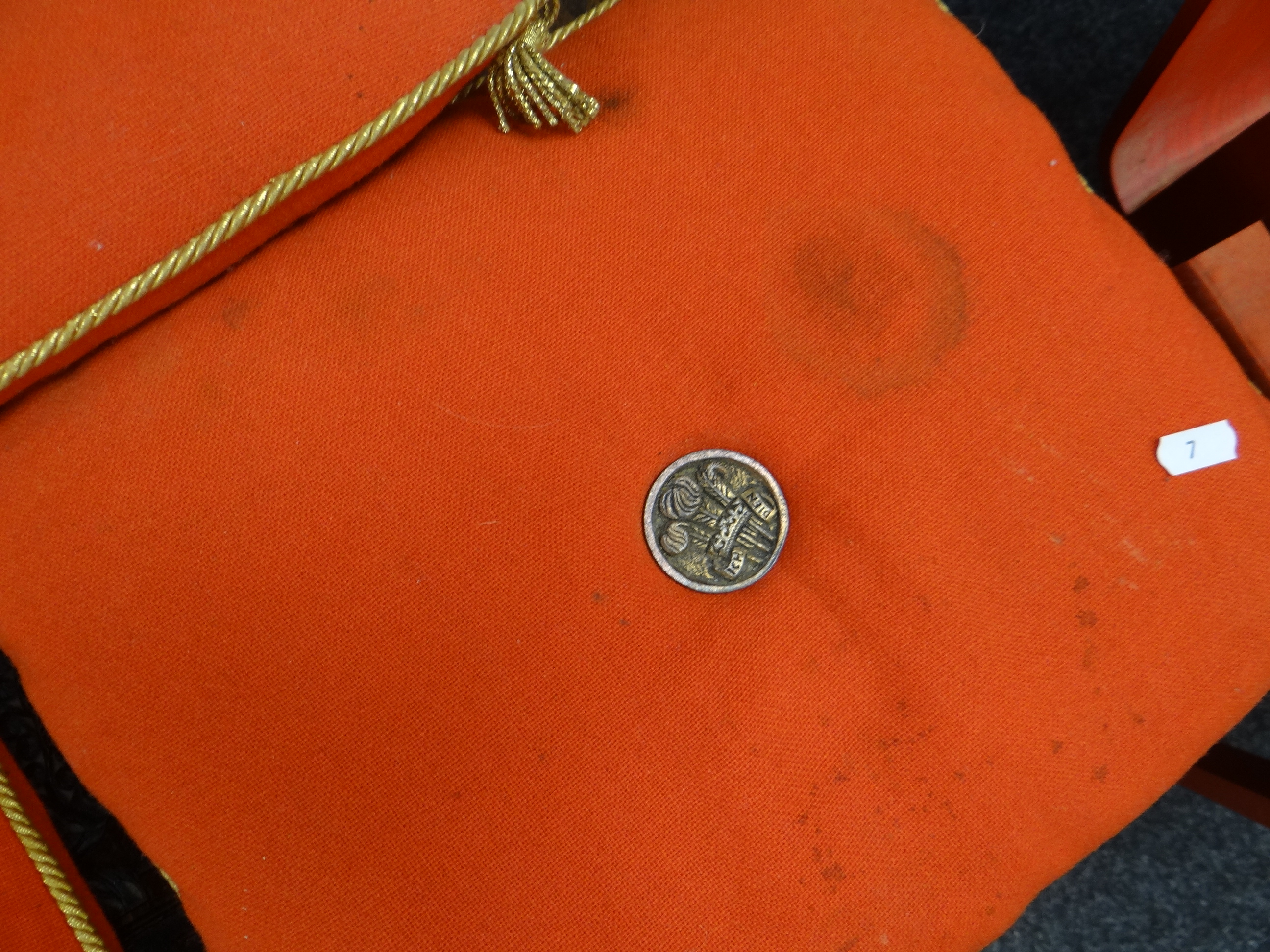 PAIR OF INVESTITURE CHAIRS each with two cushions together with photographs of the investiture, hard - Image 9 of 16