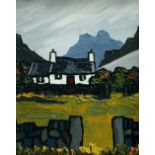 DAVID BARNES oil on board - Welsh hillside cottage, signed verso in full and entitled 'Hill