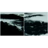 DAVID CARPANINI pair of limited edition (1/50) and (7/50) etchings - hilly landscapes in mist,