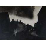 GEORGE CHAPMAN limited edition (2/100) print - South Wales valley scene with figures in a street,