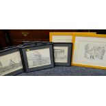 GRIFFIN a series of Cardiff topographical prints / drawings dated 1971 and a pair of British