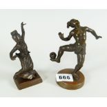 TWO SIMILAR BRONZE FIGURAL STUDIES, man with bull and lady dancing (2)
