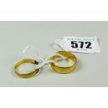 TWO 22CT YELLOW GOLD WEDDING BANDS 6.8 GRAMS (2)