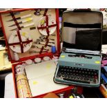 OLIVETTA 'RETRO' TYPEWRITER & Brexton picnic hamper complete