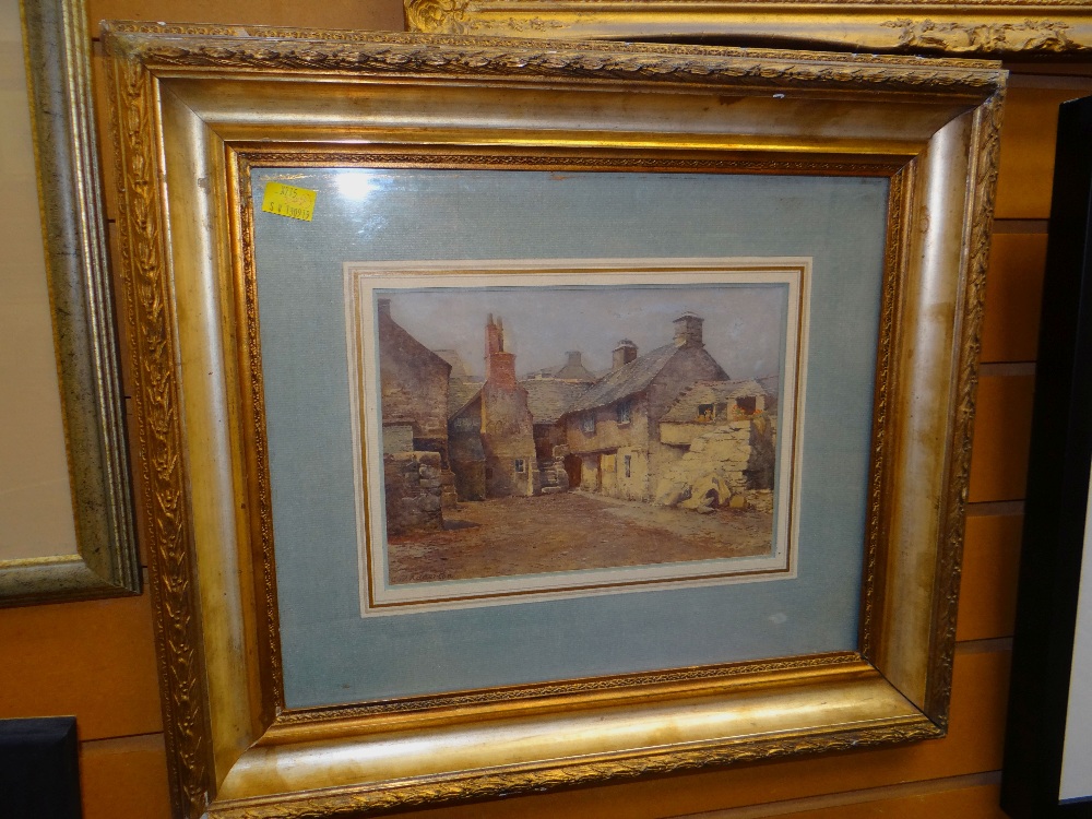 CHARLES WILLIAM ADDERTON watercolour - historic farmyard and buildings, signed, 17 x 24cms (