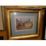 CHARLES WILLIAM ADDERTON watercolour - historic farmyard and buildings, signed, 17 x 24cms (