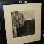 SUSAN ADAMS artist proof (I) etching - surreal urban landscape scene with figures entitled 'Dying