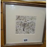 DAVID BURTON-RICHARDSON pen and ink - landscape with tree, dated verso 2004, 11 x 12cms