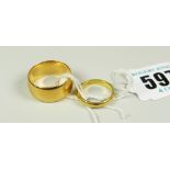 TWO 18 CARAT YELLOW GOLD WEDDING BAND RINGS, one stamped 750, 14.2 grams approximately