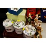 A SET OF FOUR ROYAL WORCESTER PUTTI FIGURES, two cased Royal Doulton ornaments ETC