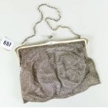 SILVER LADIES MESH PURSE, London hallmarked