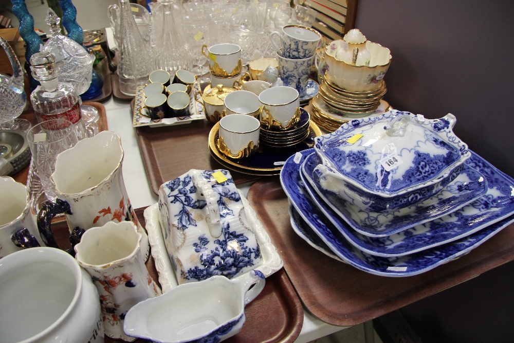 PARCEL OF CERAMICS including teaware, flow-blue dinnerware, Stilton cheese-dish ETC