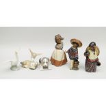 A GROUP OF SIX LLADRO SCULPTURES comprising matt-finish child with rabbit, matt-finish child in