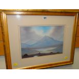 INDISTINCTLY SIGNED watercolour - Irish landscape, entitled 'Near Kylemore', signed, 23 x 34cms