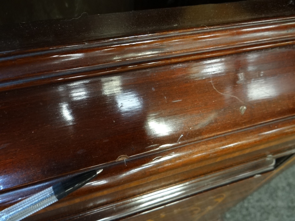 A GOOD EDWARDIAN INLAID MAHOGANY LONGCASE CLOCK having a filigree brass and silvered dial bearing - Image 14 of 20