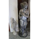 TWO GARDEN MAIDEN STATUES