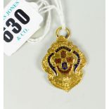 9 CARAT GOLD AND ENAMEL NATIONAL CHAMBER OF TRADE pendant engraved to the reverse 'Arthur