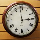 A FUSEE CIRCULAR DIAL WALL CLOCK inscribed 'Lewis Hove', 37cms high