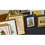 LARGE QUANTITY OF FRAMED PICTURES including watercolours, antique prints etc