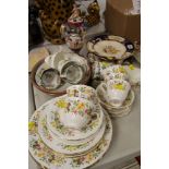 A QUANTITY OF MIXED TEAWARE including Colclough and Staffordshire floral antique part set ETC