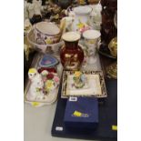 STAFFORDSHIRE AND OTHER PORCELAIN TABLEWARE including Crown Devon lustre vase, Wedgwood ETC