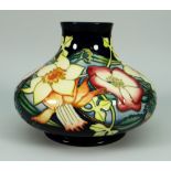 A MOORCROFT POTTERY SQUAT VASE stamped Golden Jubilee 2002 with Queen Elizabeth cipher dated 2001,