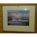 ANDREW KING watercolour - entitled verso 'Flooded Saltmarshes, Evening Light, Salthouse', signed and
