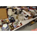 A LARGE QUANTITY OF MIXED ITEMS including china, pottery, lighting, sporting items, pictures and