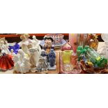 A PARCEL OF MIXED DECORATIVE GLASS INCLUDING a pair of milk glass baluster vases, carnival glass ETC